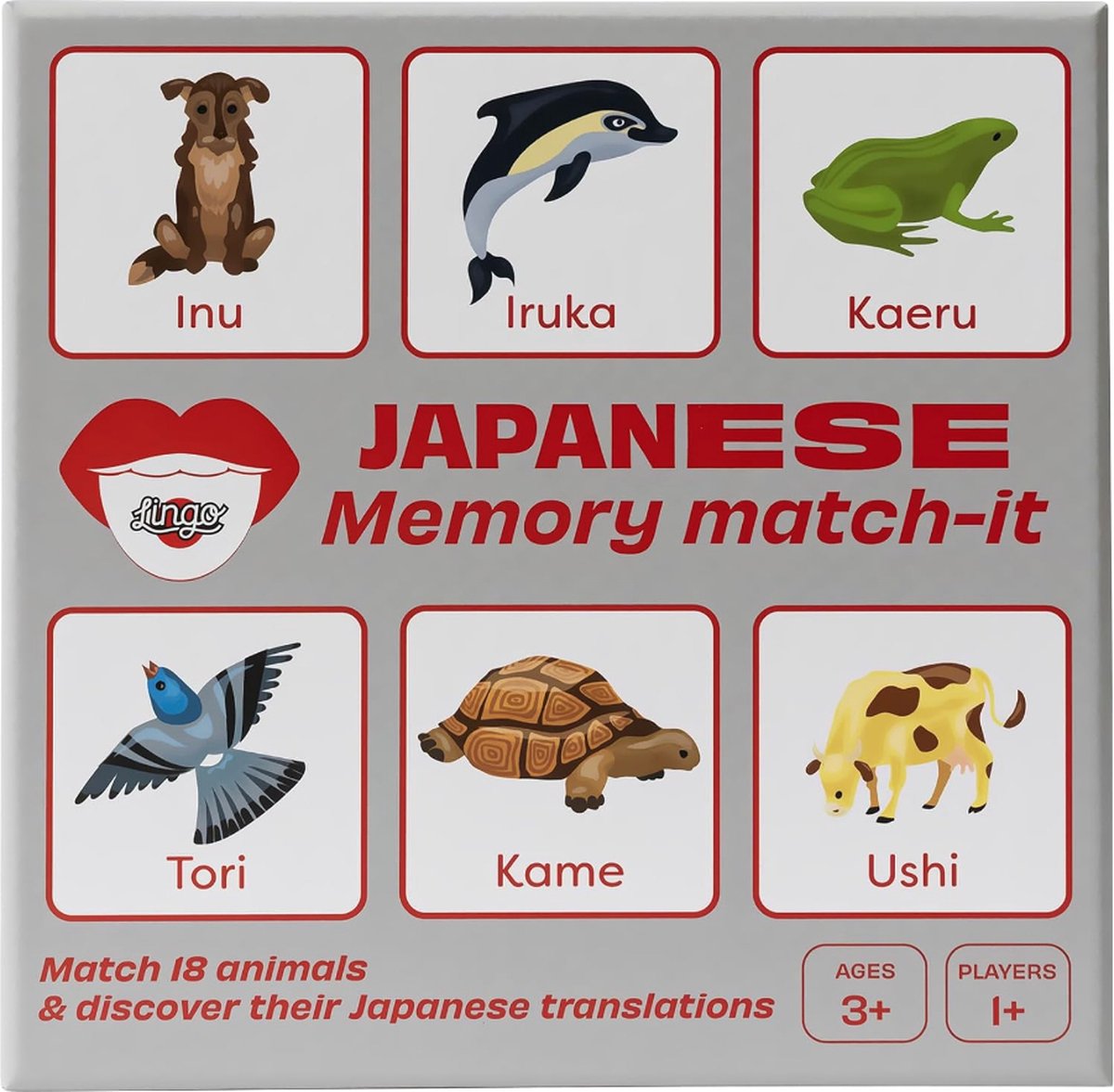 Lingo Japanse Memory Match-It | Matching Memory Kaartspel | Educatieve flashcards voor de Japanse taal | Leuke woordenschatbouwer 17x17x2cm 95gr